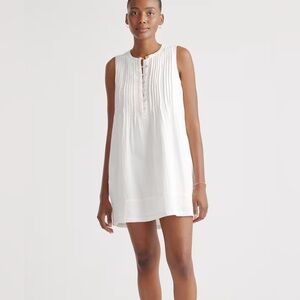 Quince White Sleeveless Pleated Mini Dress